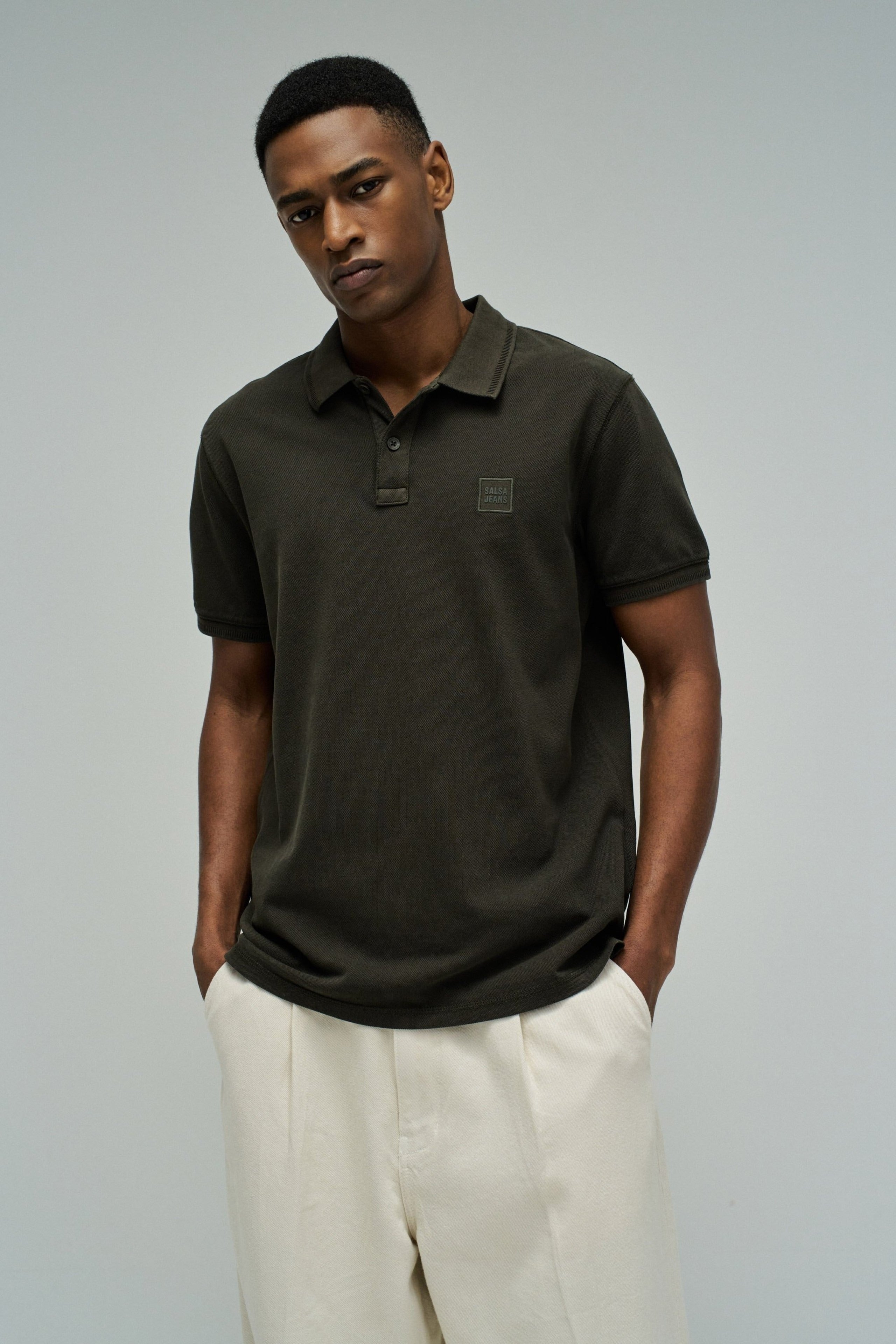 Washed Polo New Details in Dark Green T-Shirts Salsa Jeans